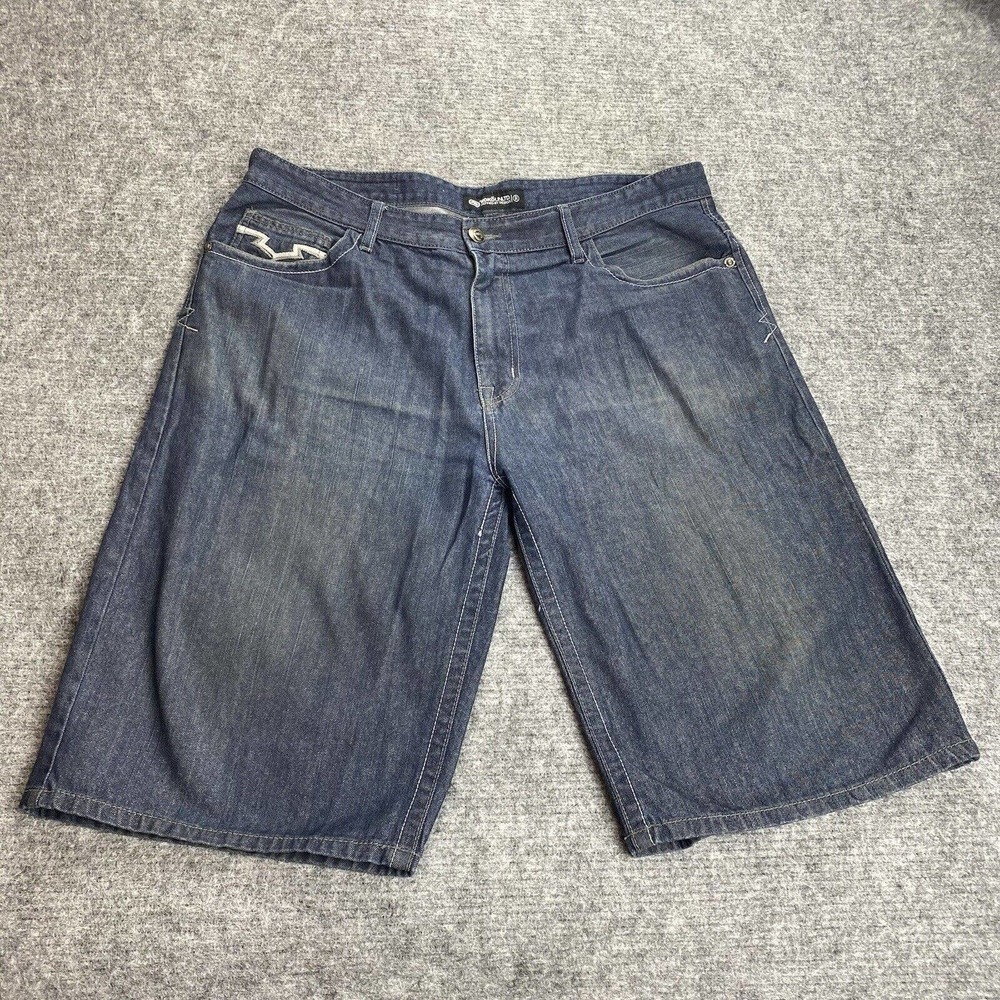 Vintage y2k Ecko Unltd Shorts Men 40 Baggy Fit Blue Streetwear Hip Hop Skater - Picture 2 of 16